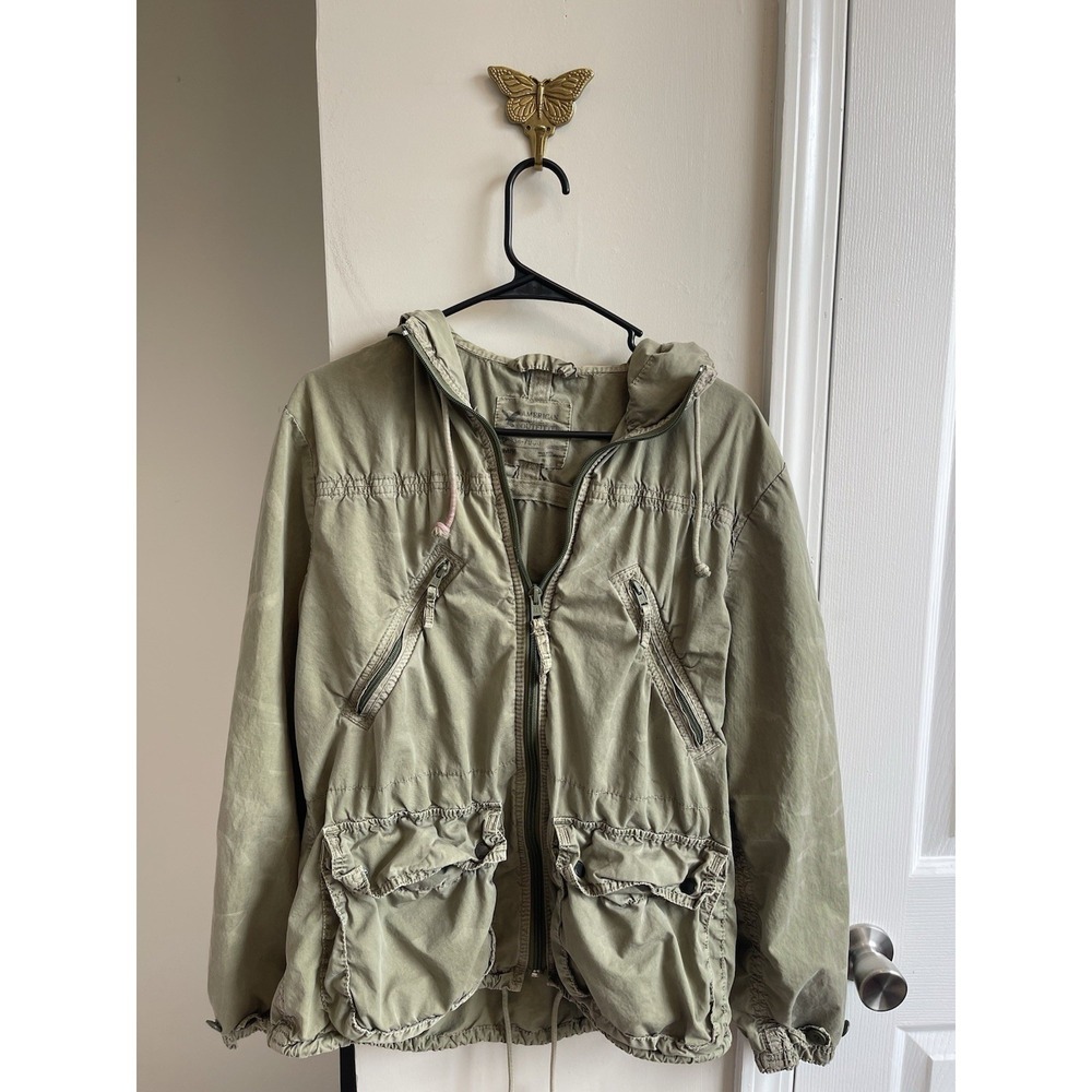 American Eagle Outfitters Y2K Green Military Style Jacket Women's Size Medium